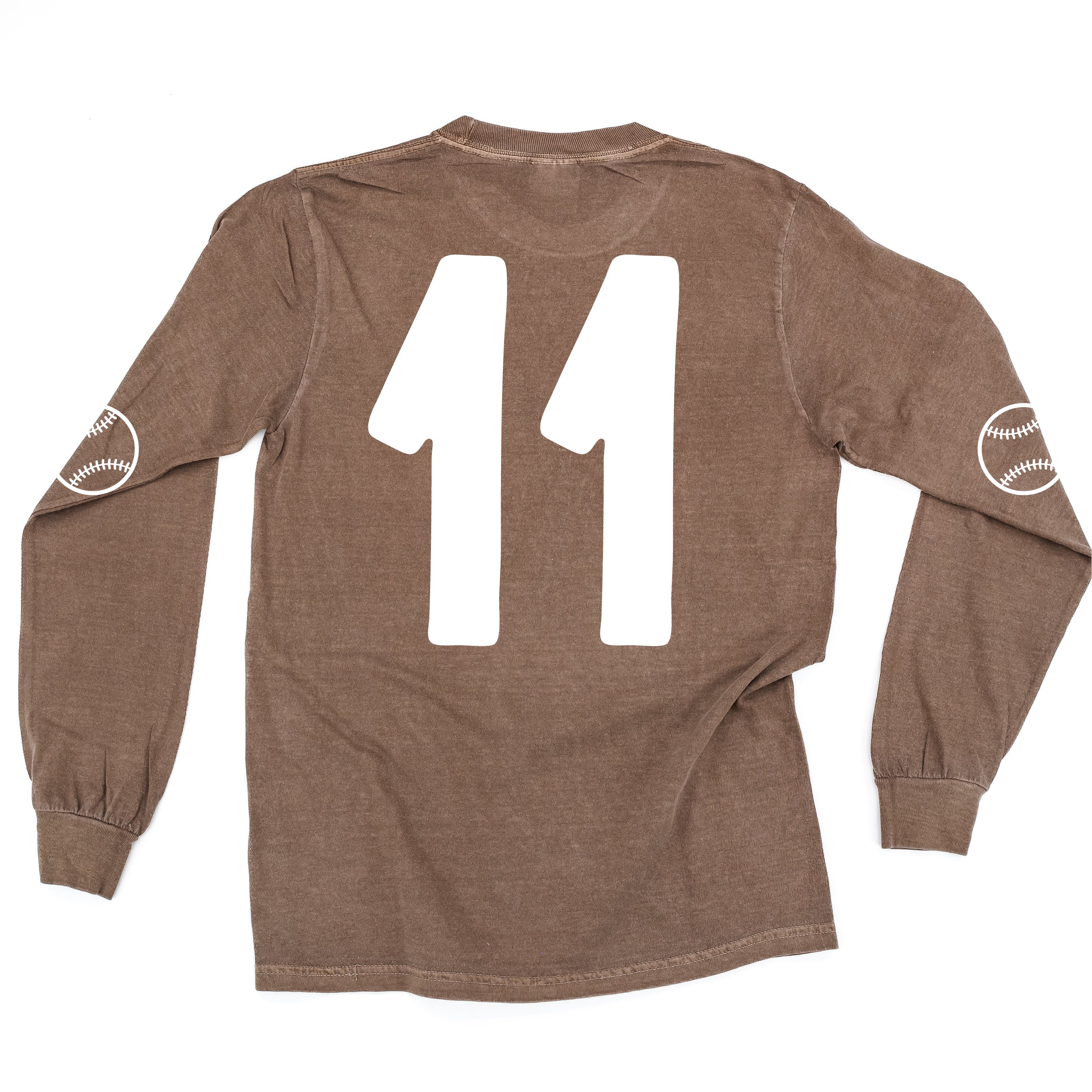 There's No Crying In Baseball (elbows) - Custom Number (back) - LONG SLEEVE Comfort Colors Tee Little Mama Shirt Shop