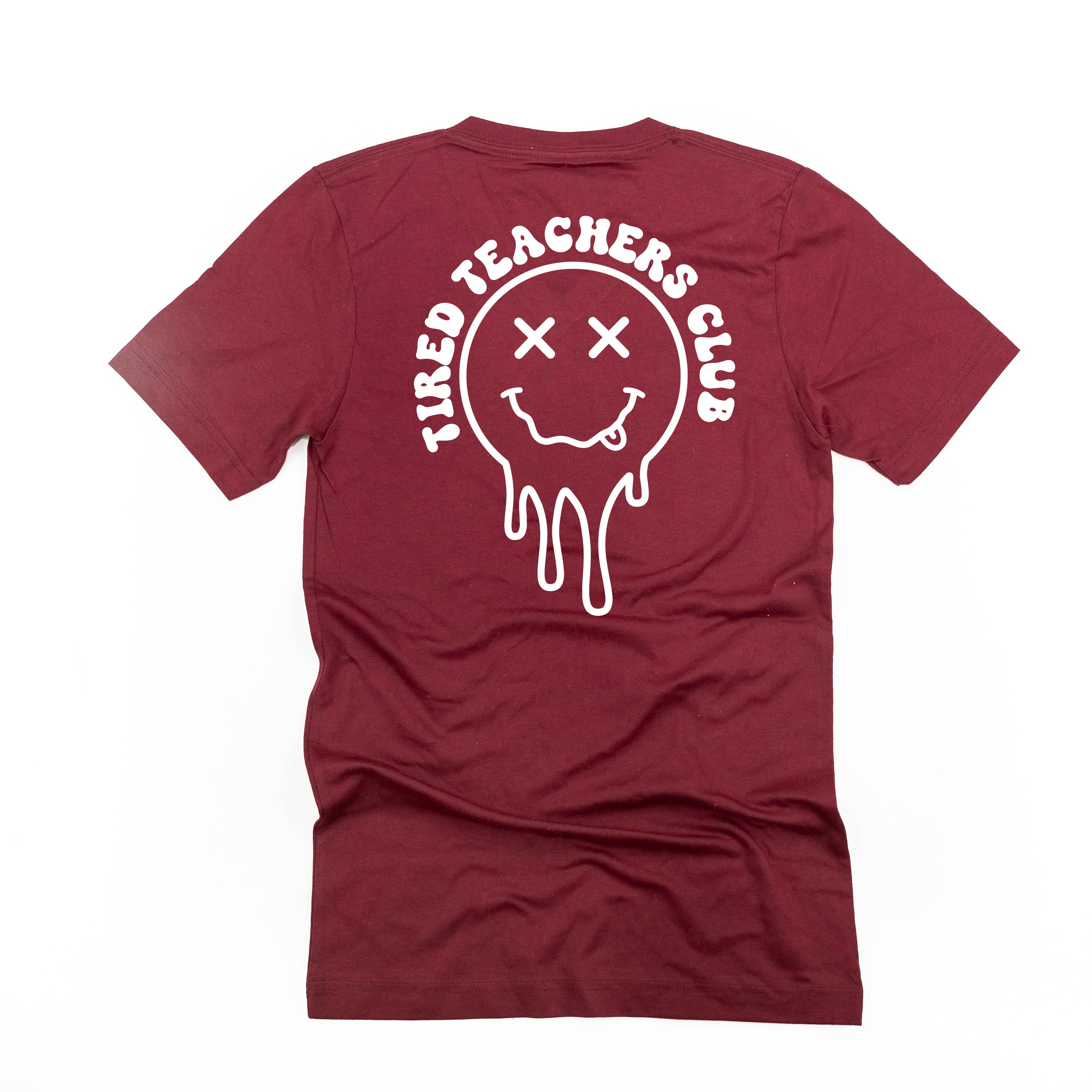 Tired Teachers Club - Melty X Squiggle Smiley (pf & b) - Unisex Tee Little Mama Shirt Shop