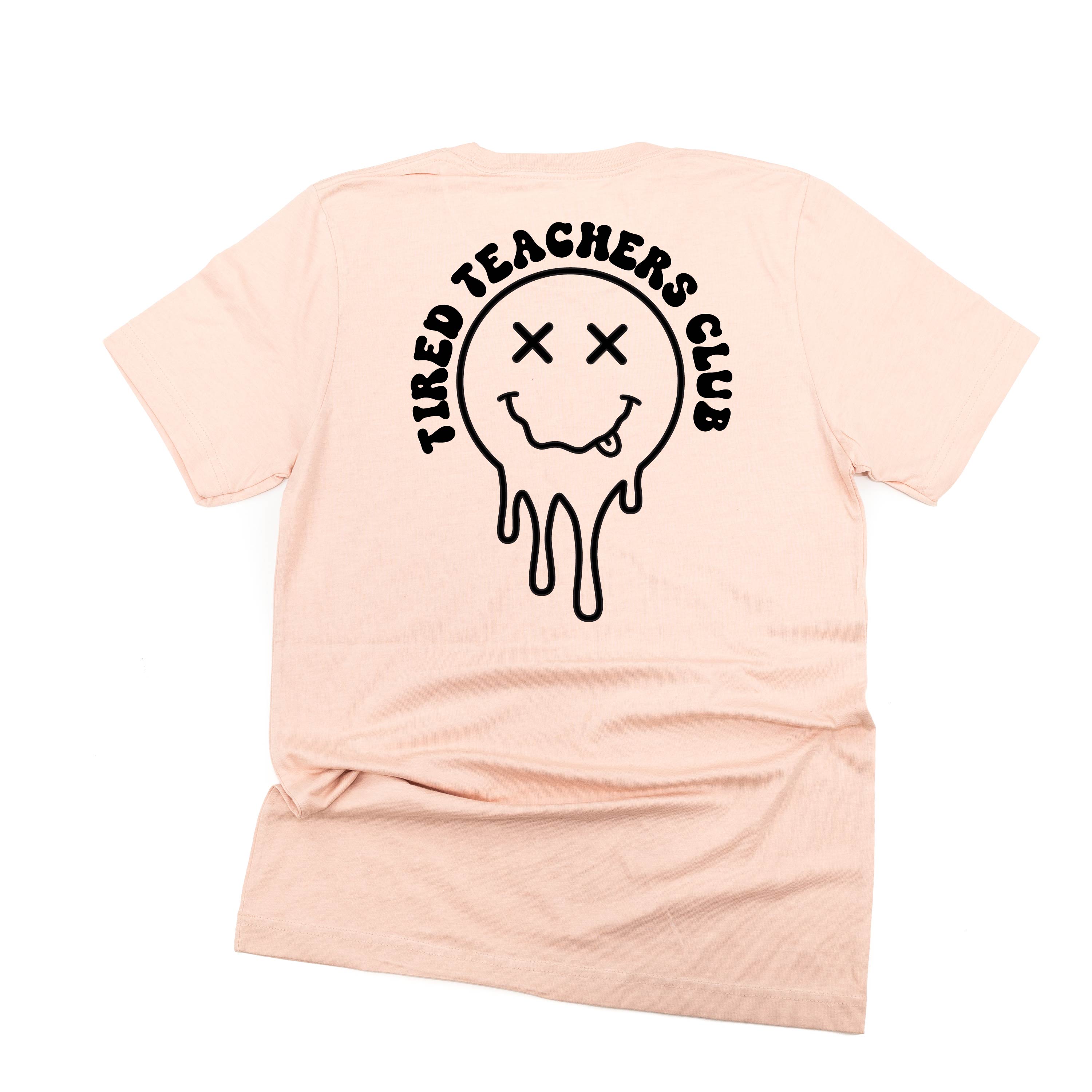 Tired Teachers Club - Melty X Squiggle Smiley (pf & b) - Unisex Tee Little Mama Shirt Shop