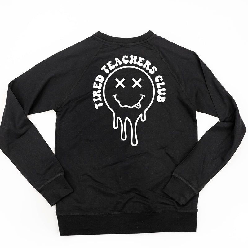 TIRED TEACHERS CLUB - (w/ Pocket Melty X Squiggle Smiley) - Lightweight Pullover Sweater