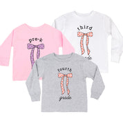 Back to School Bows - (Choose Your Grade) - Child LONG SLEEVE Tee Little Mama Shirt Shop
