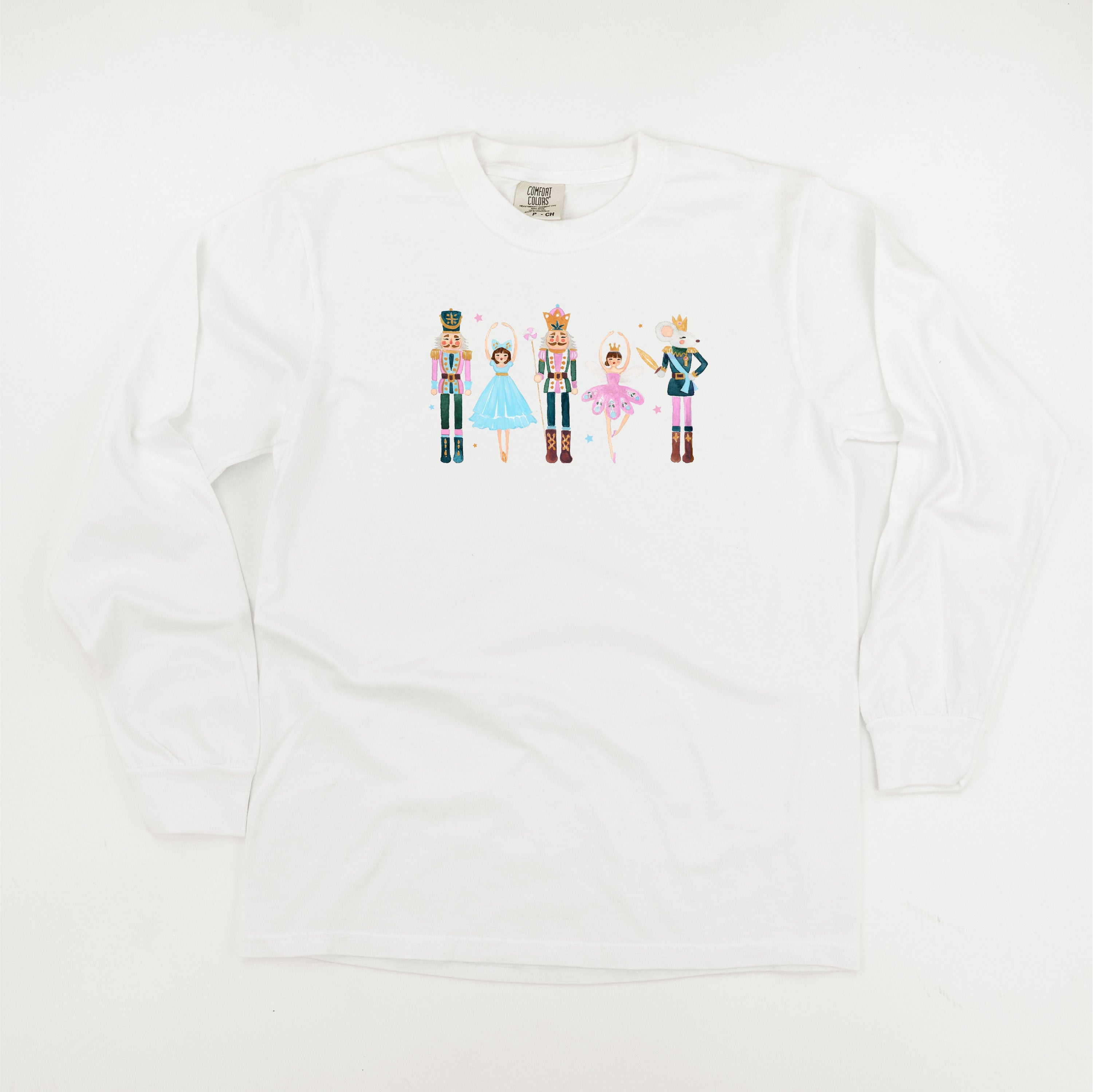 Ballerina - Whimsical Nutcracker - LONG SLEEVE Comfort Colors Tee Little Mama Shirt Shop