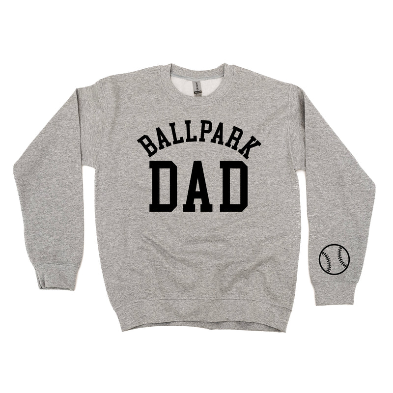 Ballpark Dad - Baseball Detail on Sleeve - BASIC FLEECE CREWNECK
