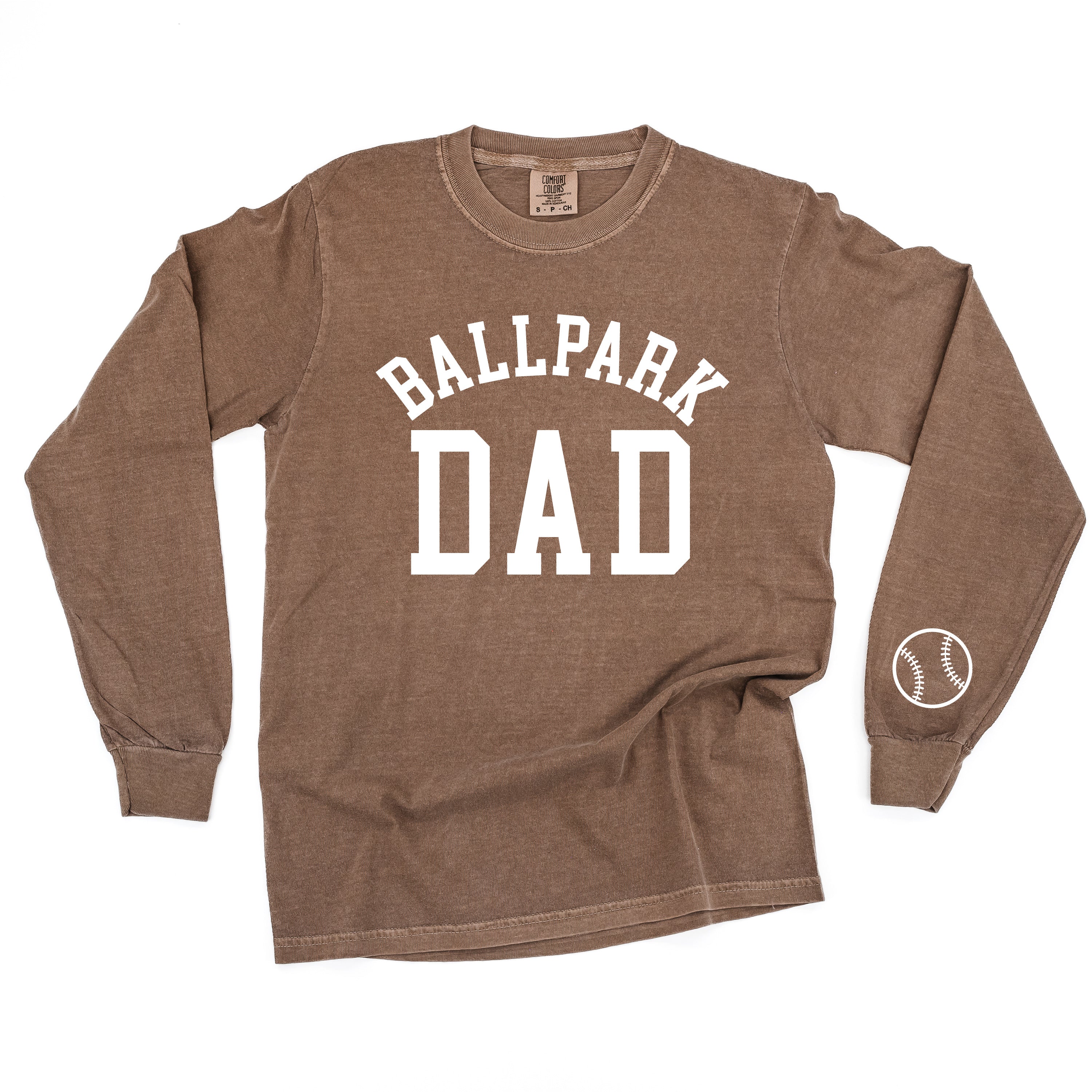 Ballpark Dad (wd) - LONG SLEEVE Comfort Colors Tee Little Mama Shirt Shop