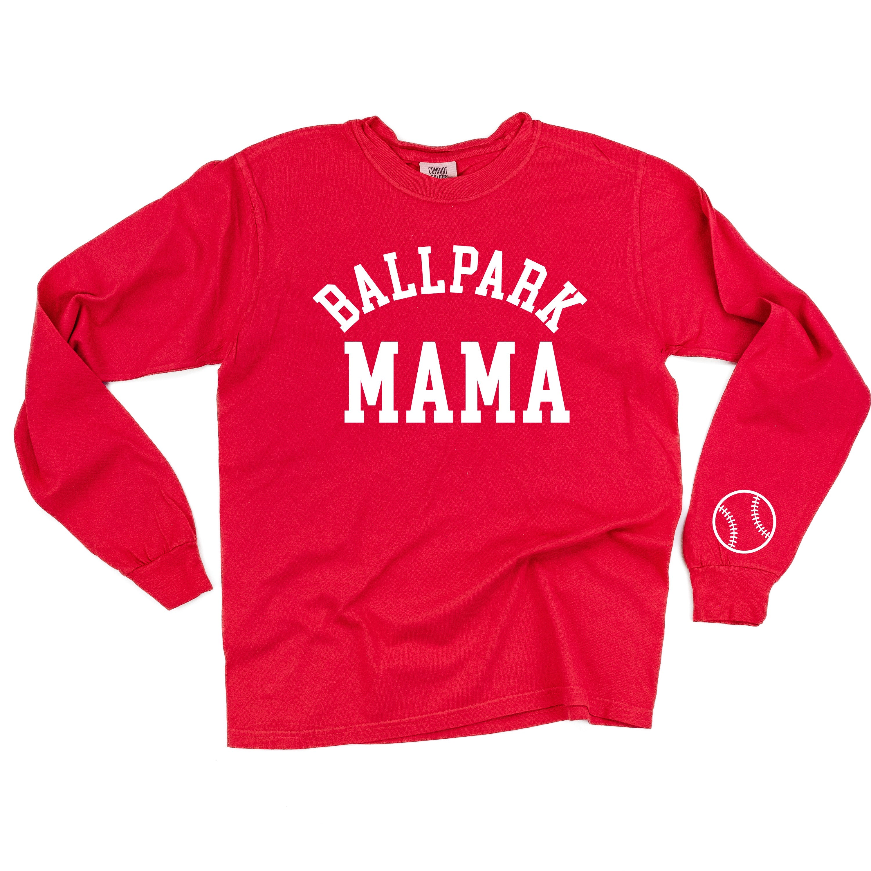 Ballpark Mama (wd) - LONG SLEEVE Comfort Colors Tee Little Mama Shirt Shop