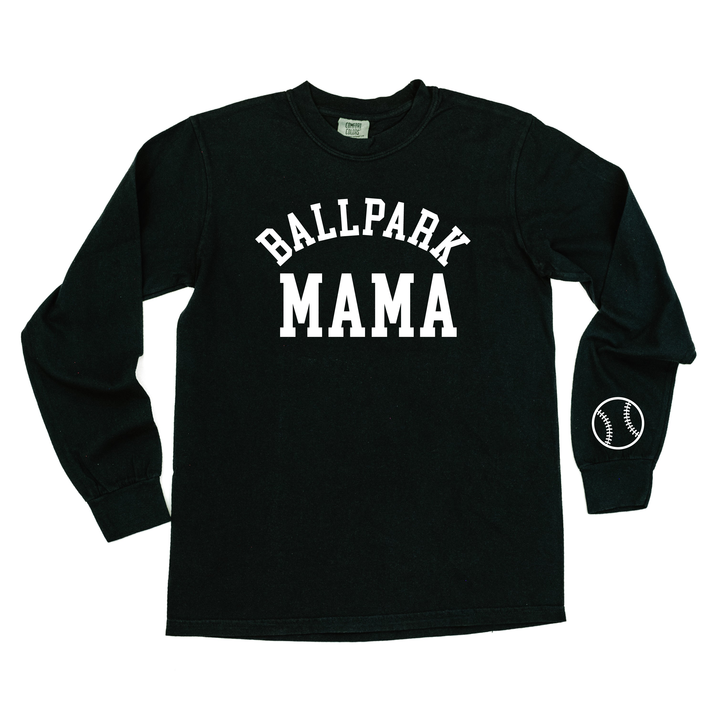 Ballpark Mama (wd) - LONG SLEEVE Comfort Colors Tee Little Mama Shirt Shop