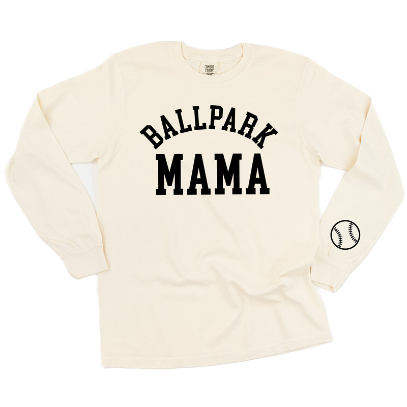 Ballpark Mama - Baseball Detail on Sleeve - LONG SLEEVE COMFORT COLORS TEE