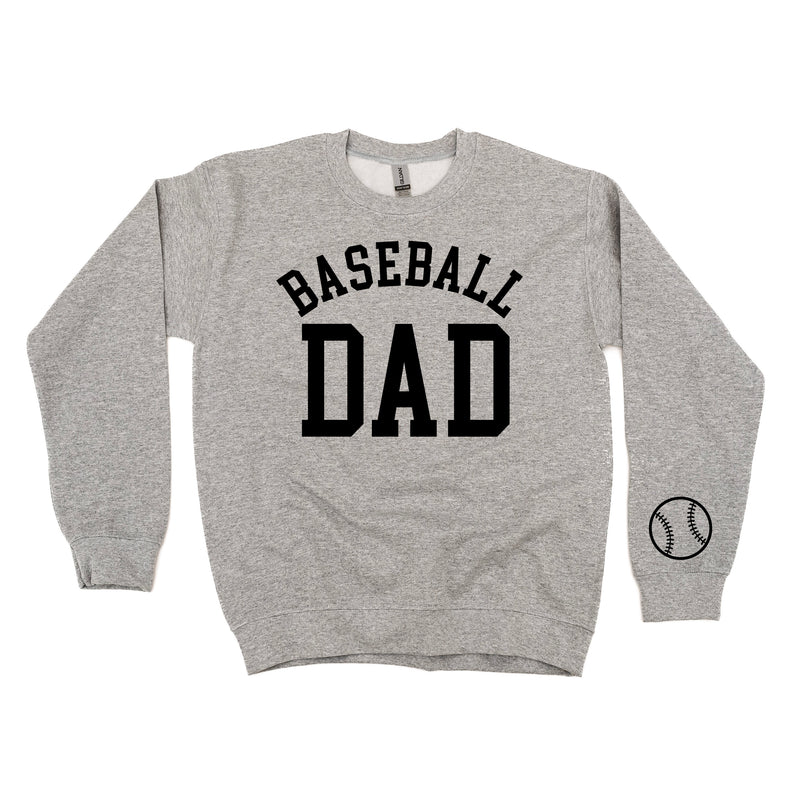 Baseball Dad - Baseball Detail on Sleeve - BASIC FLEECE CREWNECK