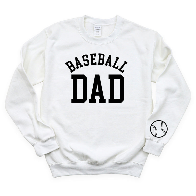 Baseball Dad - Baseball Detail on Sleeve - BASIC FLEECE CREWNECK