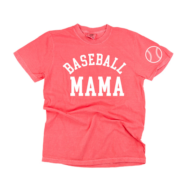 Baseball Mama - Baseball Detail on Sleeve - SHORT SLEEVE COMFORT COLORS TEE