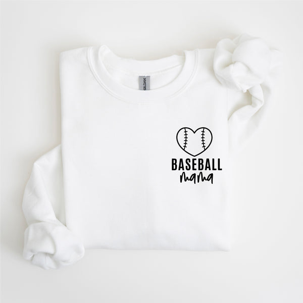 Baseball Mama - Pocket Design - BASIC FLEECE CREWNECK