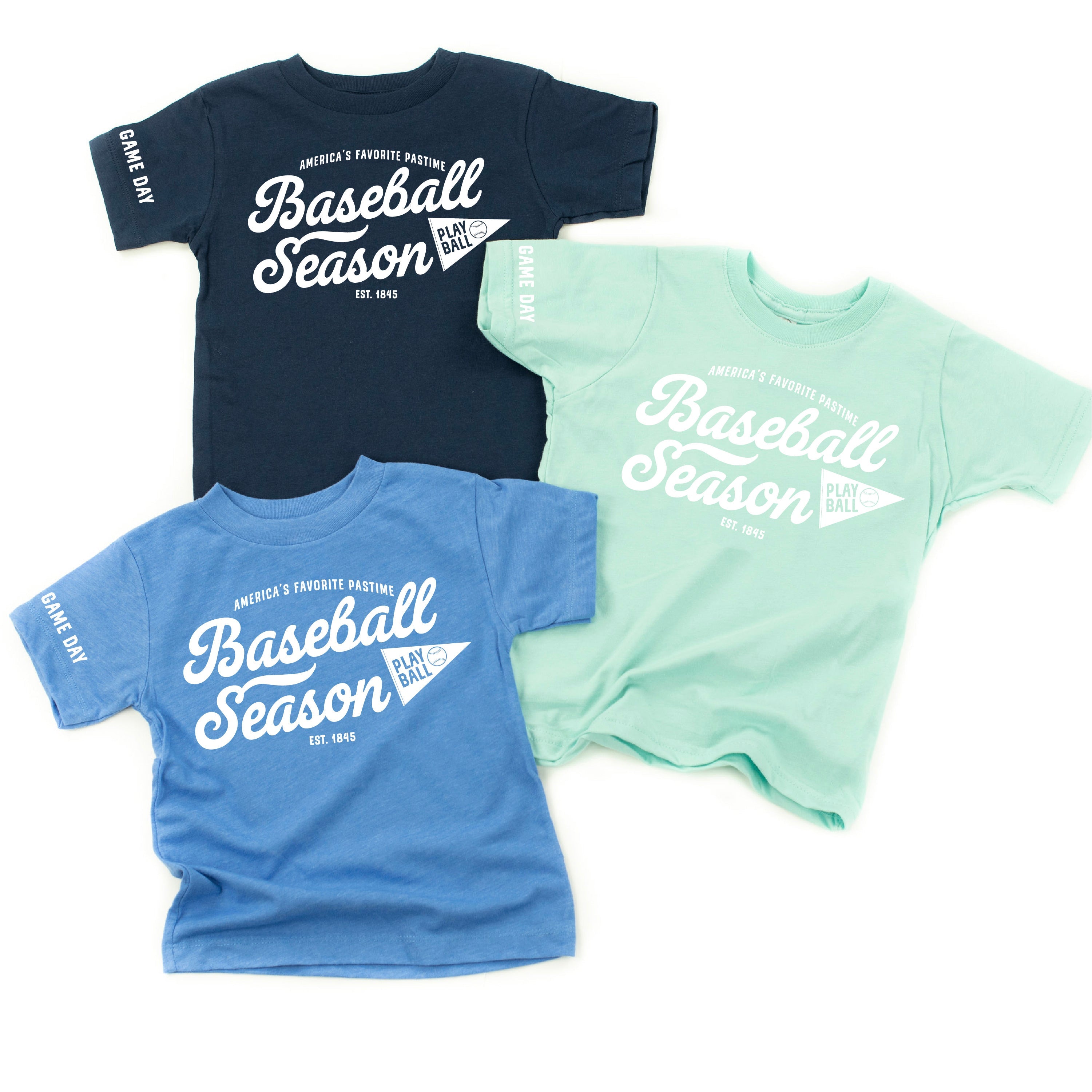 Baseball Season Est. 1845 (sd & bd) - Custom Number (back) - Child Tee Little Mama Shirt Shop