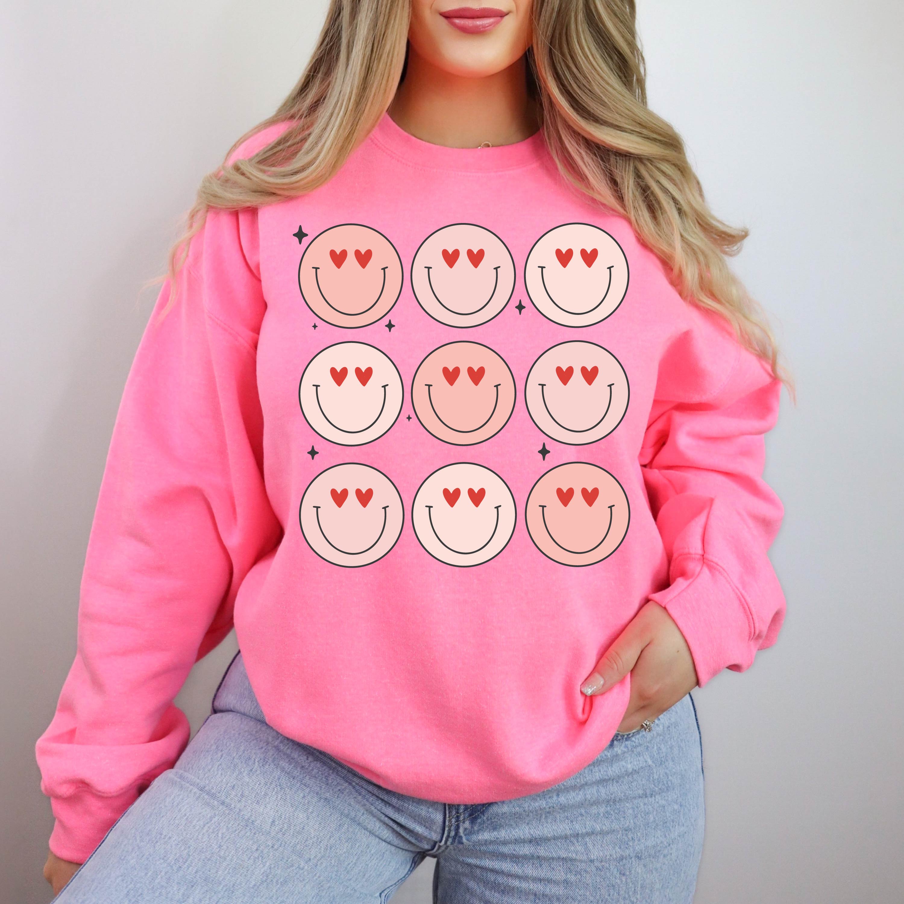 3x3 Heart Eye Smileys - Basic Fleece Little Mama Shirt Shop LLC
