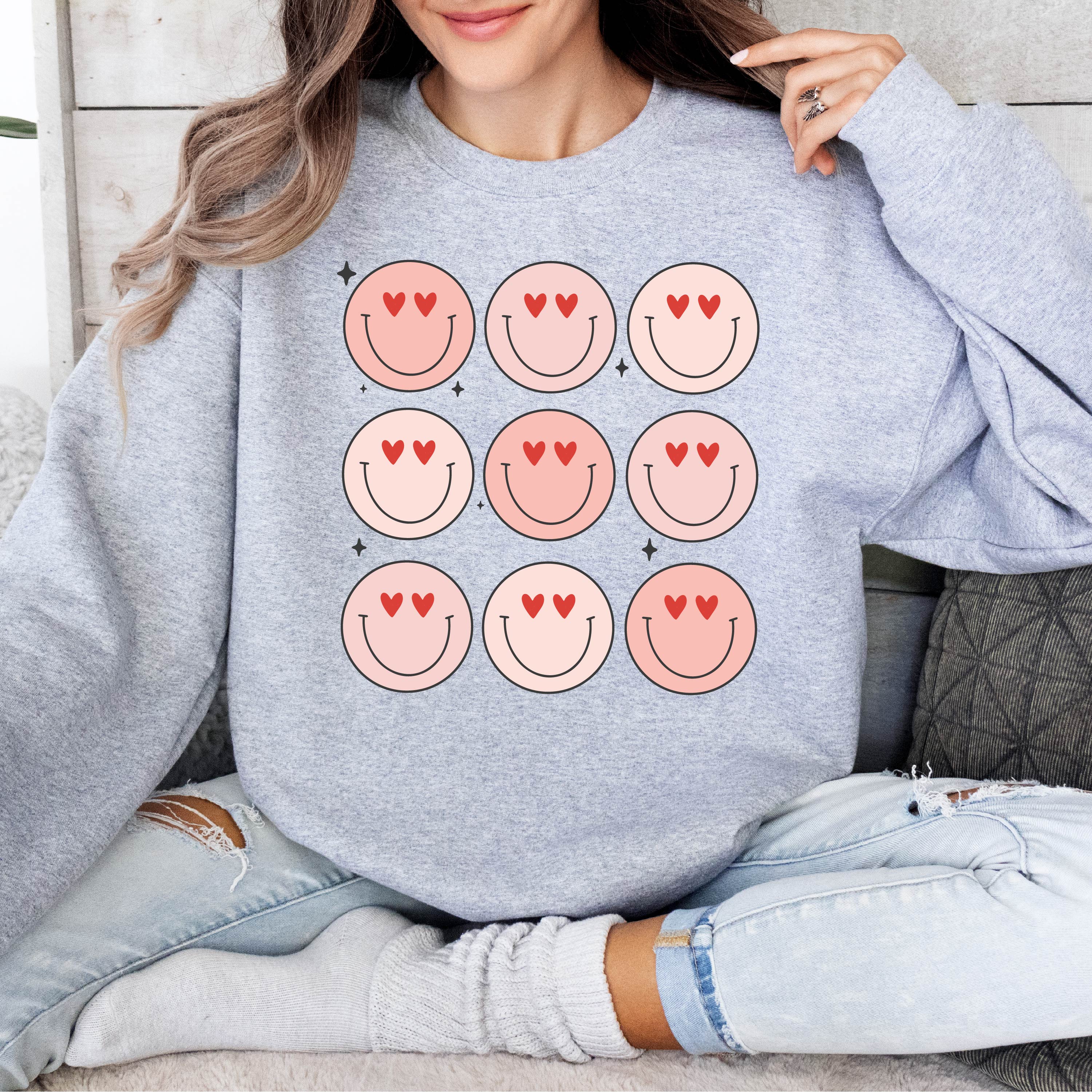 3x3 Heart Eye Smileys - Basic Fleece Little Mama Shirt Shop LLC