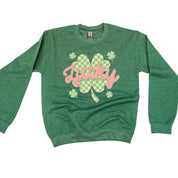 Checkered Lucky Shamrock - BASIC Fleece Little Mama Shirt Shop LLC