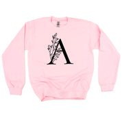 FLORAL INITIALS - BASIC FLEECE CREWNECK Little Mama Shirt Shop LLC