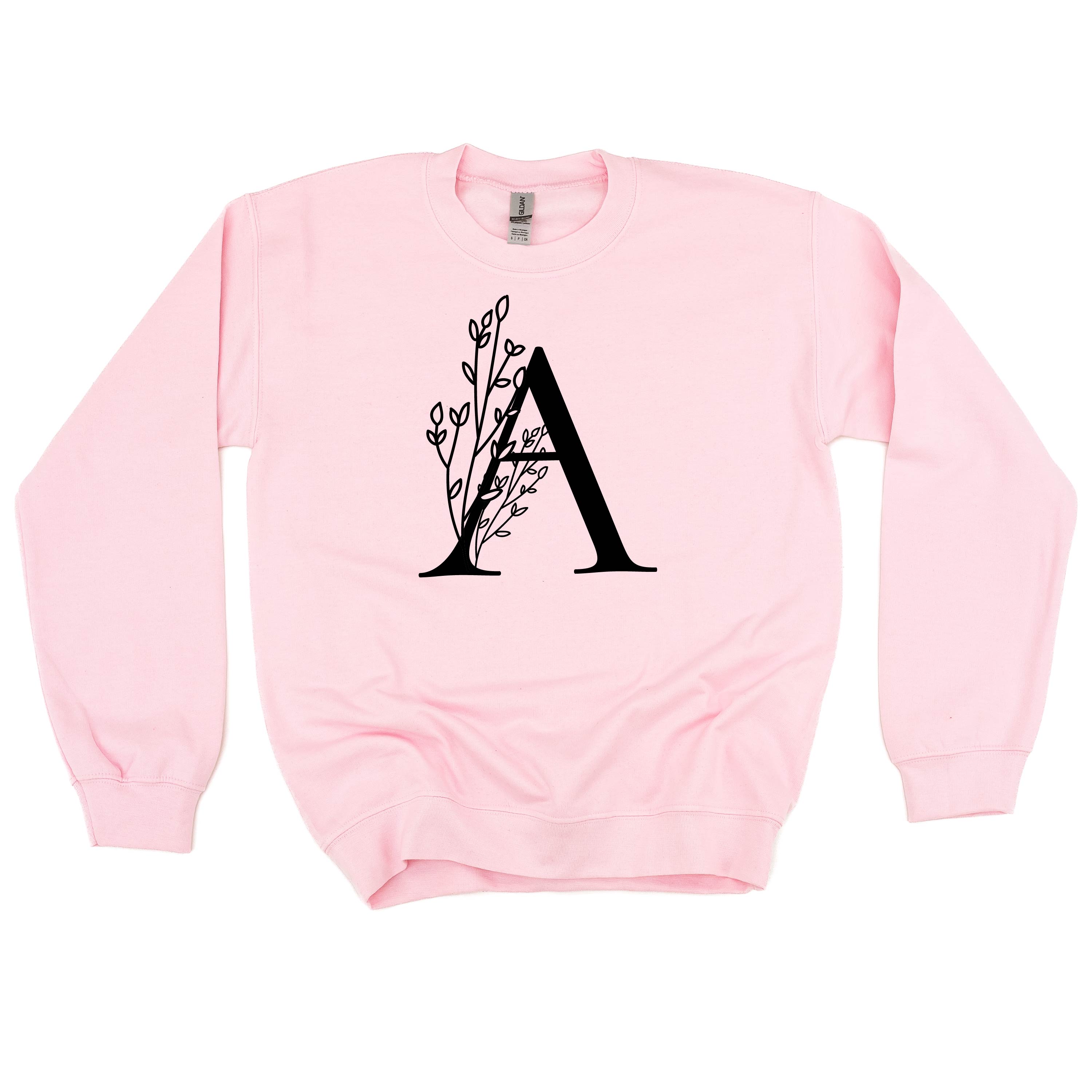 FLORAL INITIALS - BASIC FLEECE CREWNECK Little Mama Shirt Shop LLC