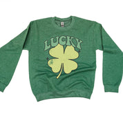 Green Oversized Lucky Shamrock - BASIC Fleece Little Mama Shirt Shop LLC
