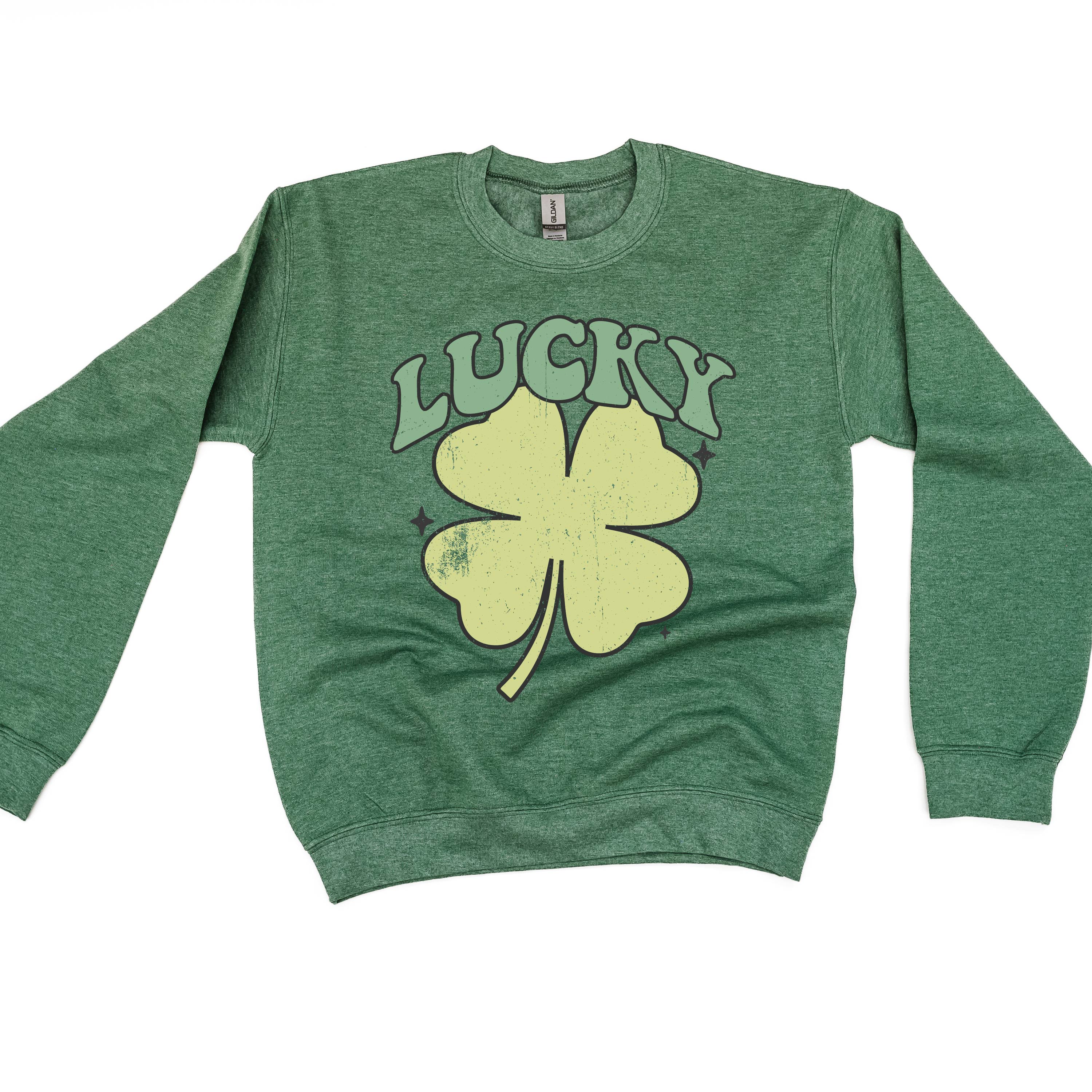 Green Oversized Lucky Shamrock - BASIC Fleece Little Mama Shirt Shop LLC
