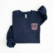 Grow Your Own Way (Pocket Front) w/ Mushrooms on Back - BASIC FLEECE CREWNECK