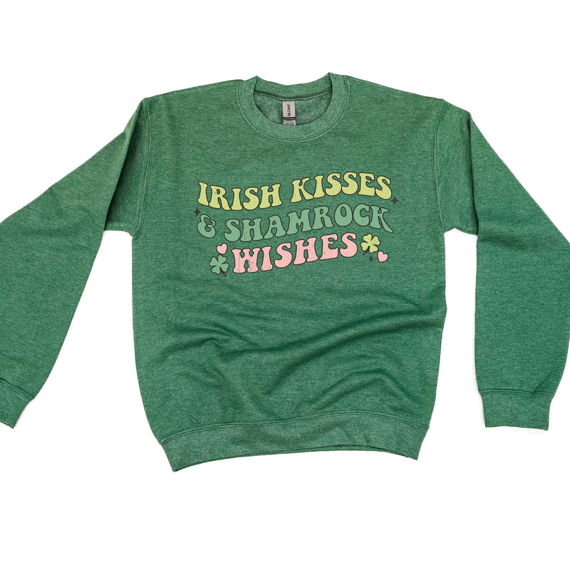 Irish Kisses & Shamrock Wishes - BASIC FLEECE CREWNECK