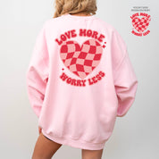 Love More Worry Less (pf&b) - BASIC Fleece Little Mama Shirt Shop LLC