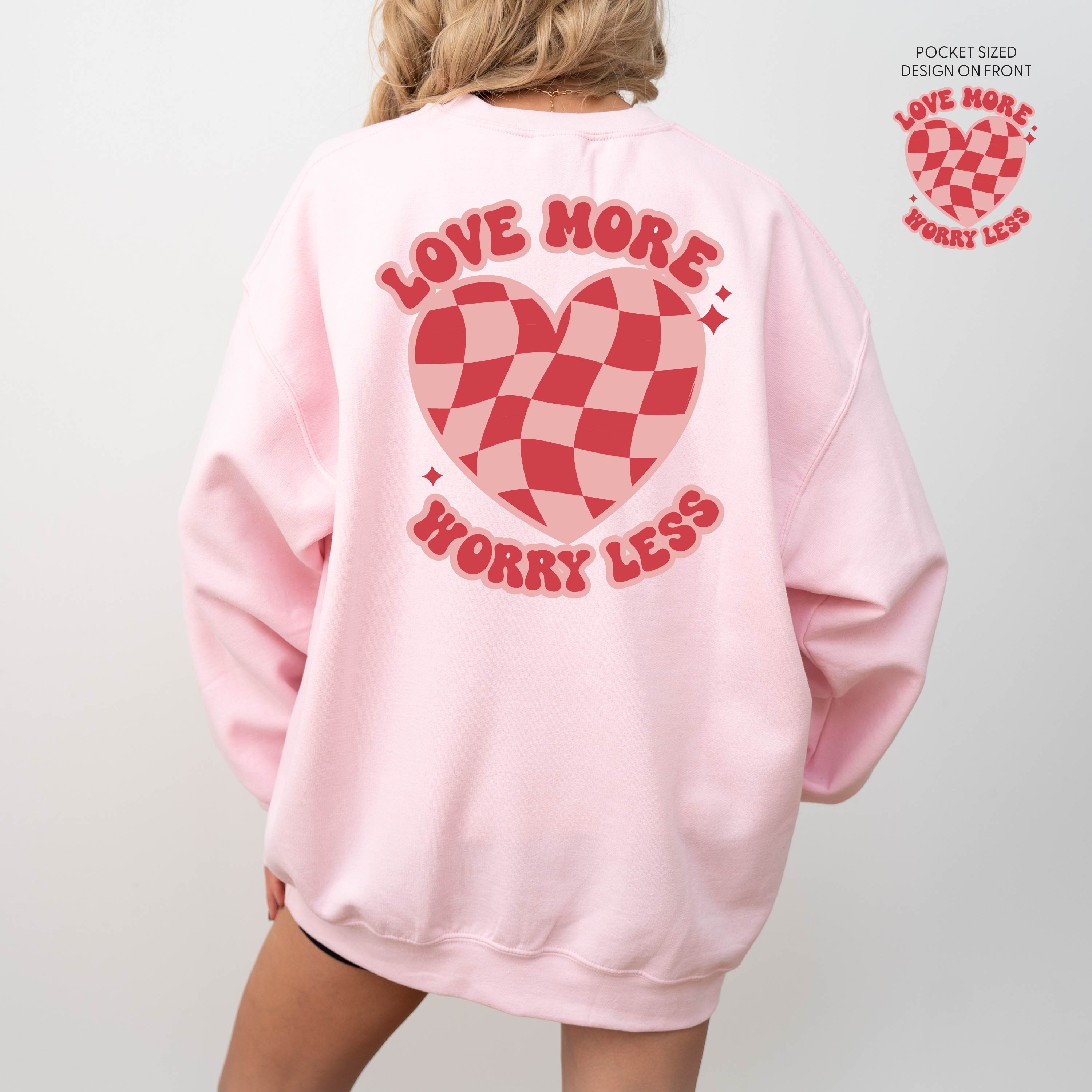 Love More Worry Less (pf&b) - BASIC Fleece Little Mama Shirt Shop LLC