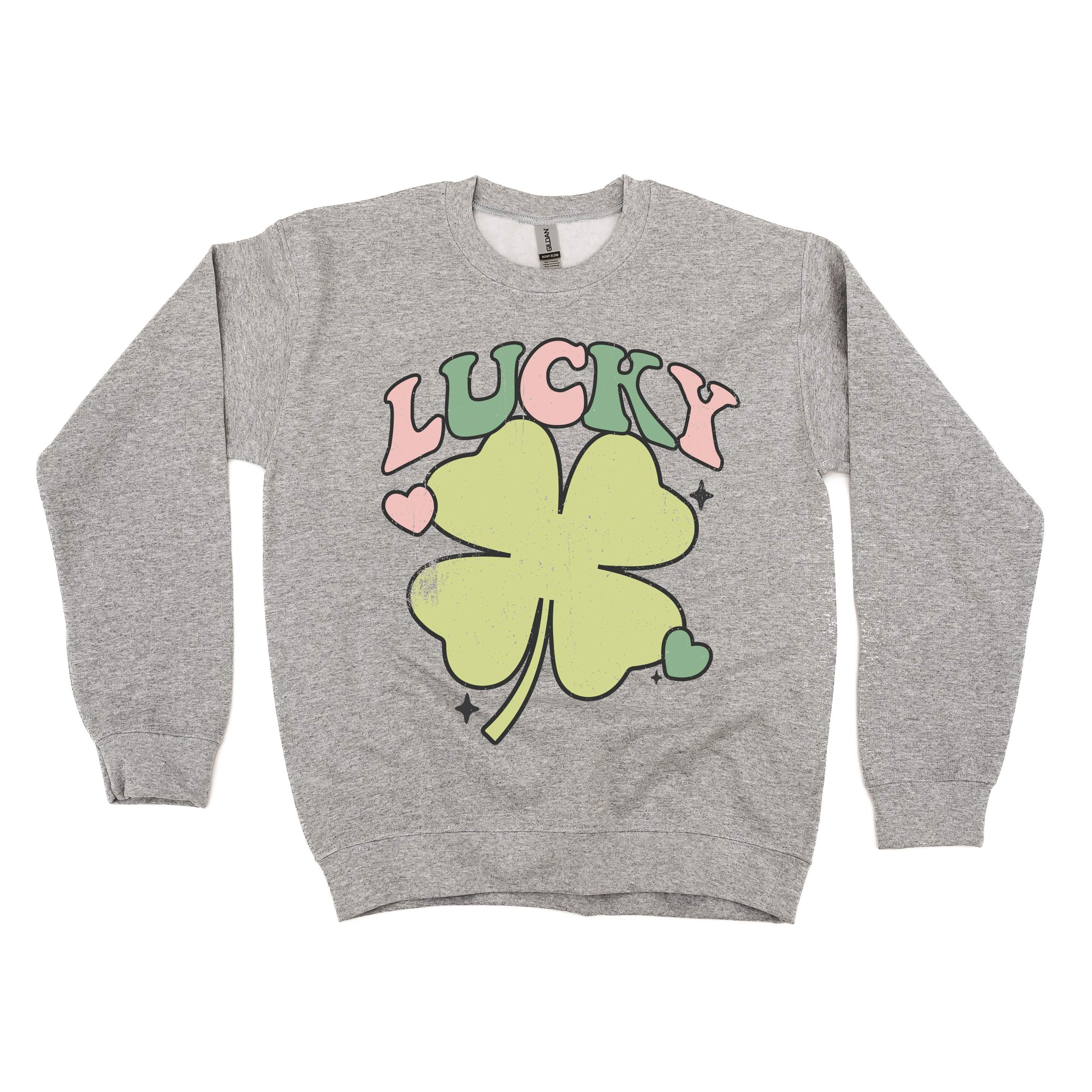 Green Oversized Lucky Shamrock - BASIC Fleece Little Mama Shirt Shop LLC