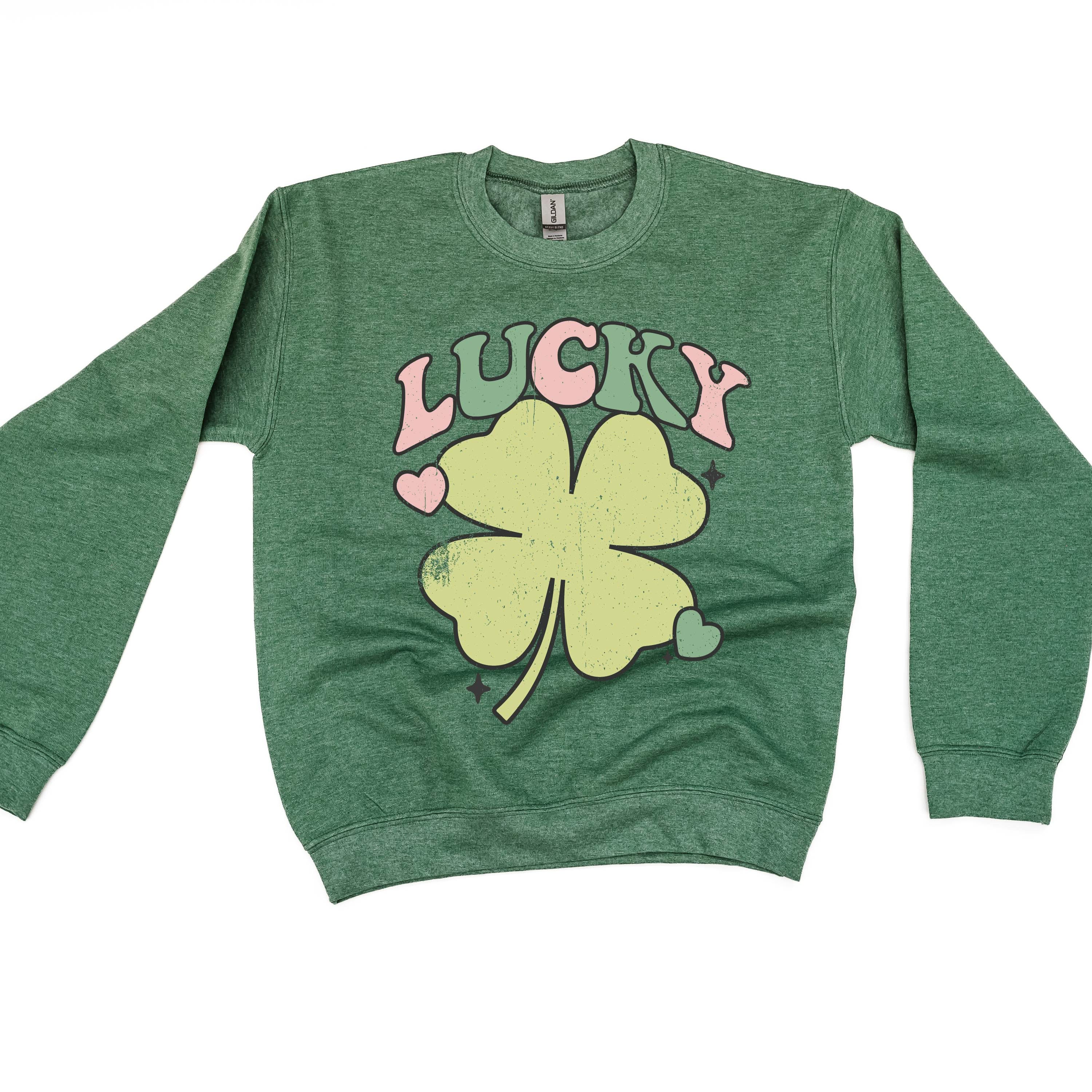 Green Oversized Lucky Shamrock - BASIC Fleece Little Mama Shirt Shop LLC