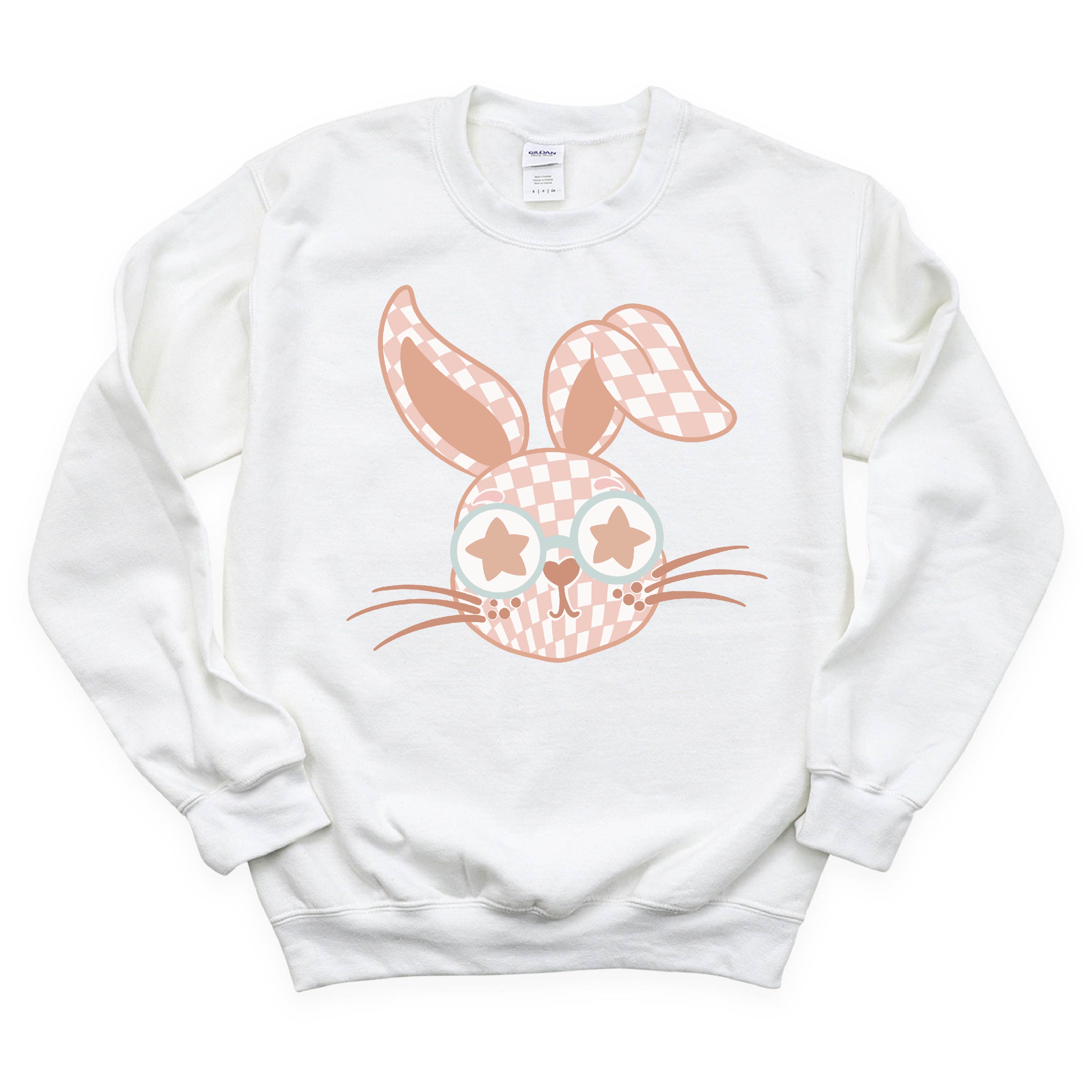 Pink Checkered Bunny - BASIC Fleece Little Mama Shirt Shop LLC