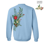 Poinsettia & Winter Flower Cascade (centered & b) - BASIC Fleece Little Mama Shirt Shop LLC
