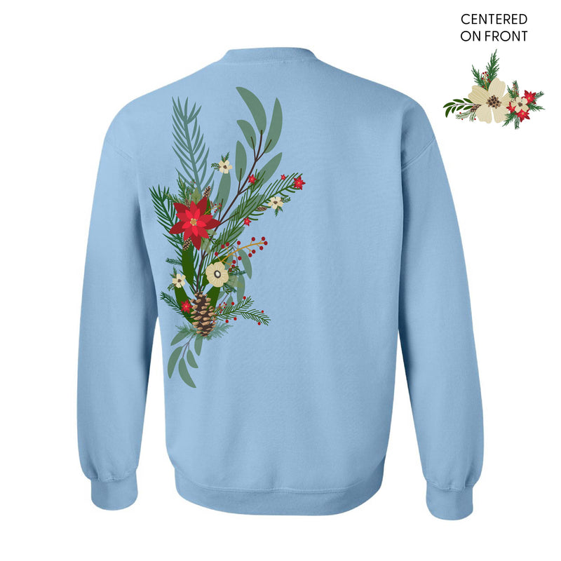 Poinsettia & Winter Flower Cascade (centered & b) - BASIC Fleece