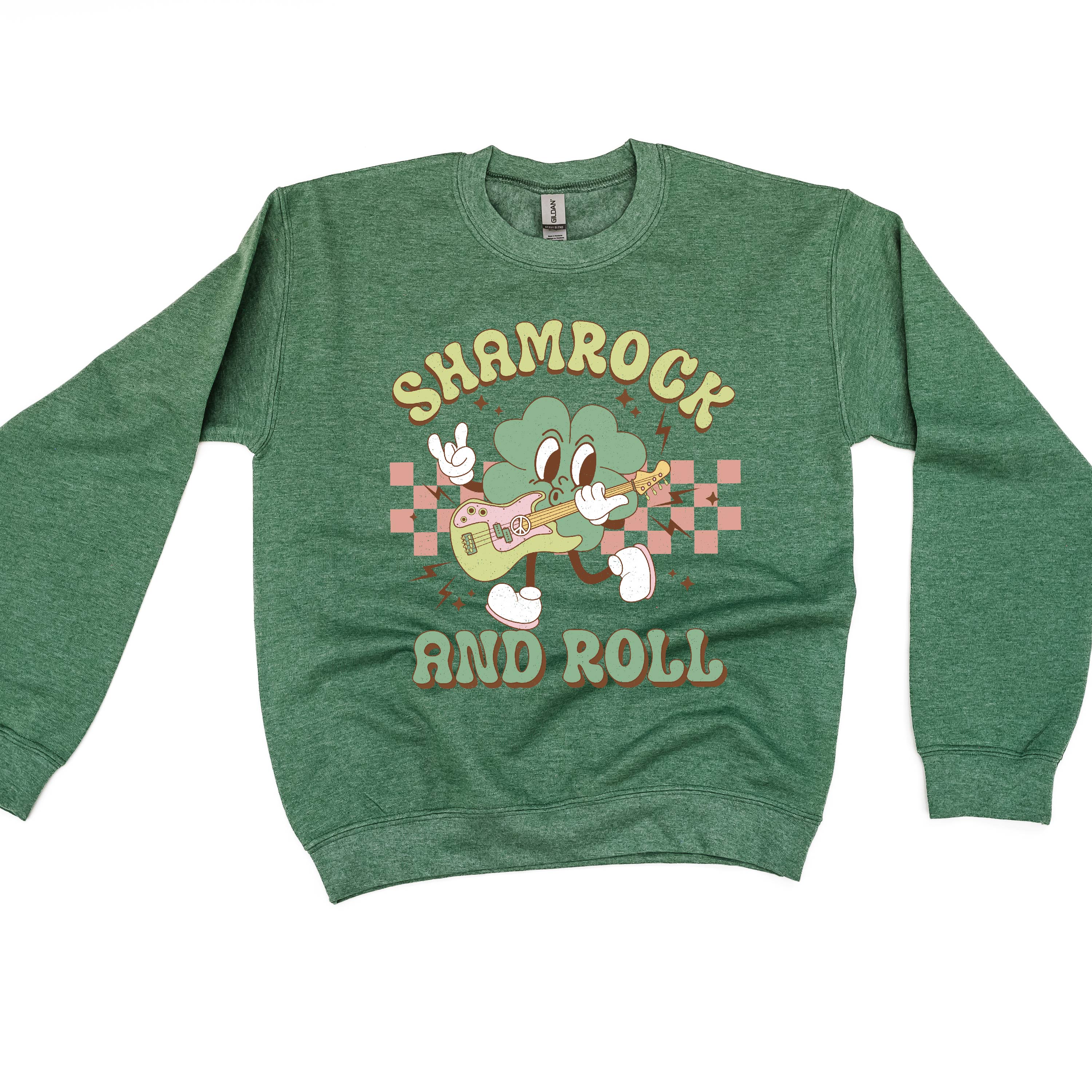 Rock N Roll Shamrock - BASIC Fleece Little Mama Shirt Shop LLC
