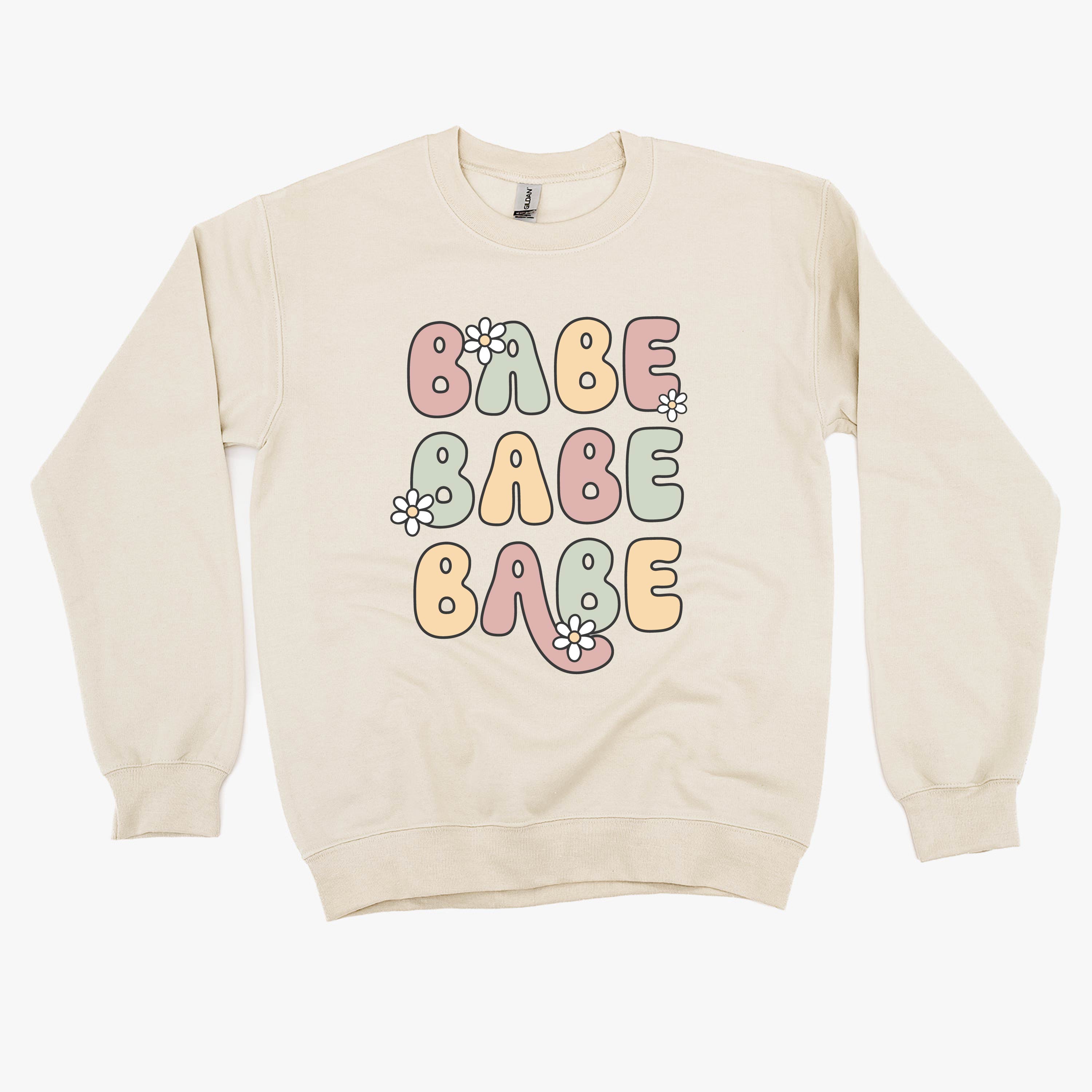 BABE x3 with Daisies - BASIC FLEECE CREWNECK