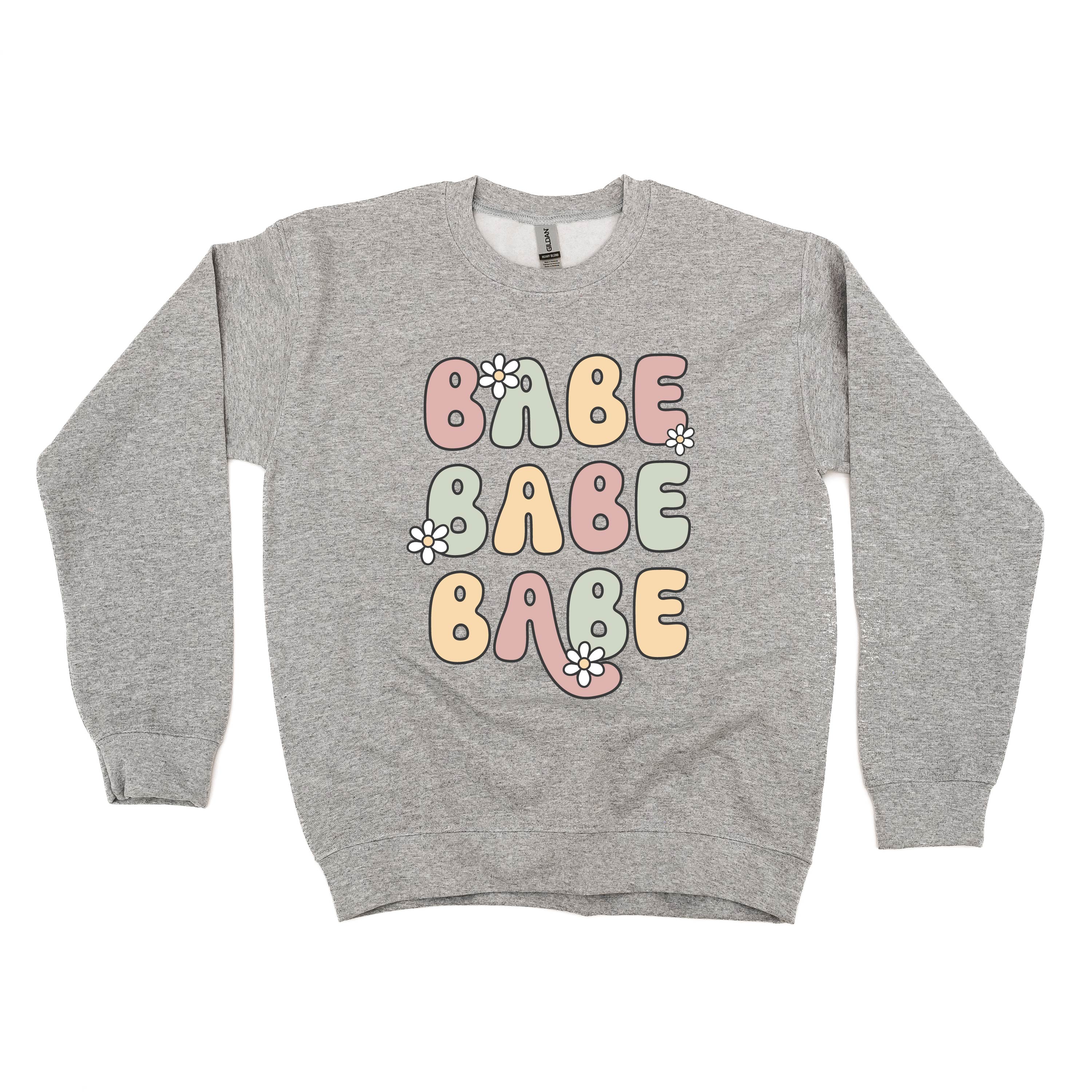 BABE x3 with Daisies - BASIC FLEECE CREWNECK
