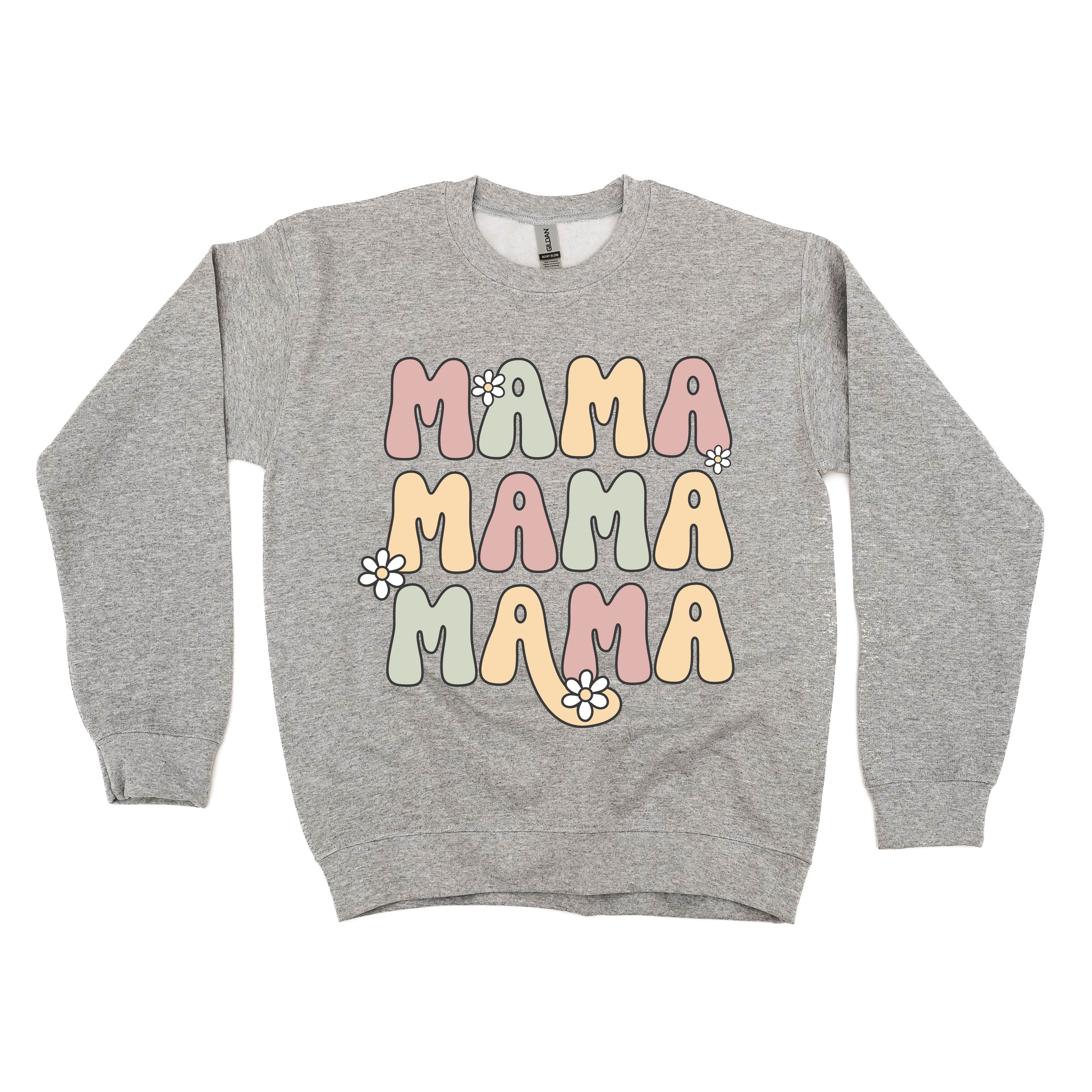 MAMA x3 with Daisies - BASIC Fleece Little Mama Shirt Shop LLC