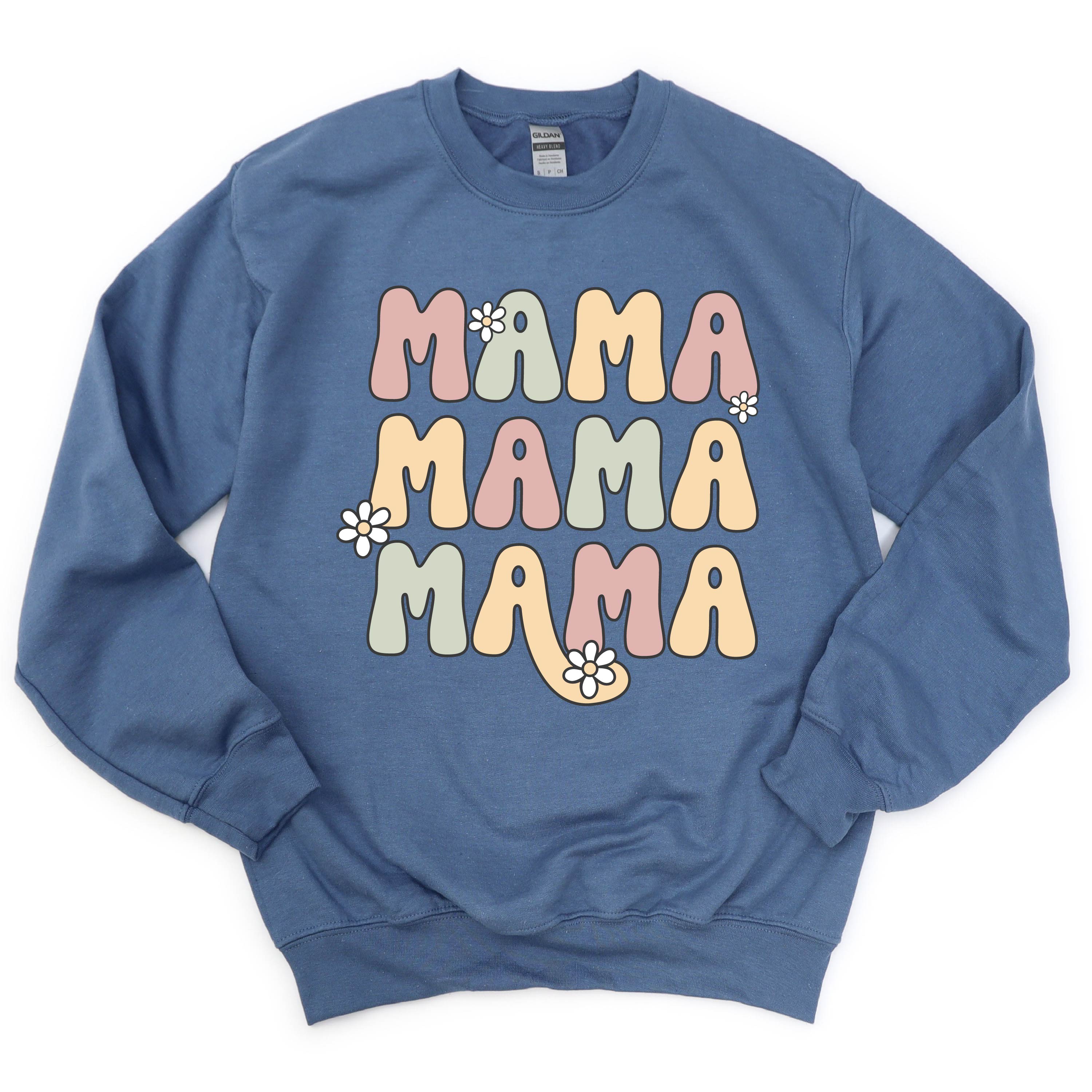 MAMA x3 with Daisies - BASIC Fleece Little Mama Shirt Shop LLC