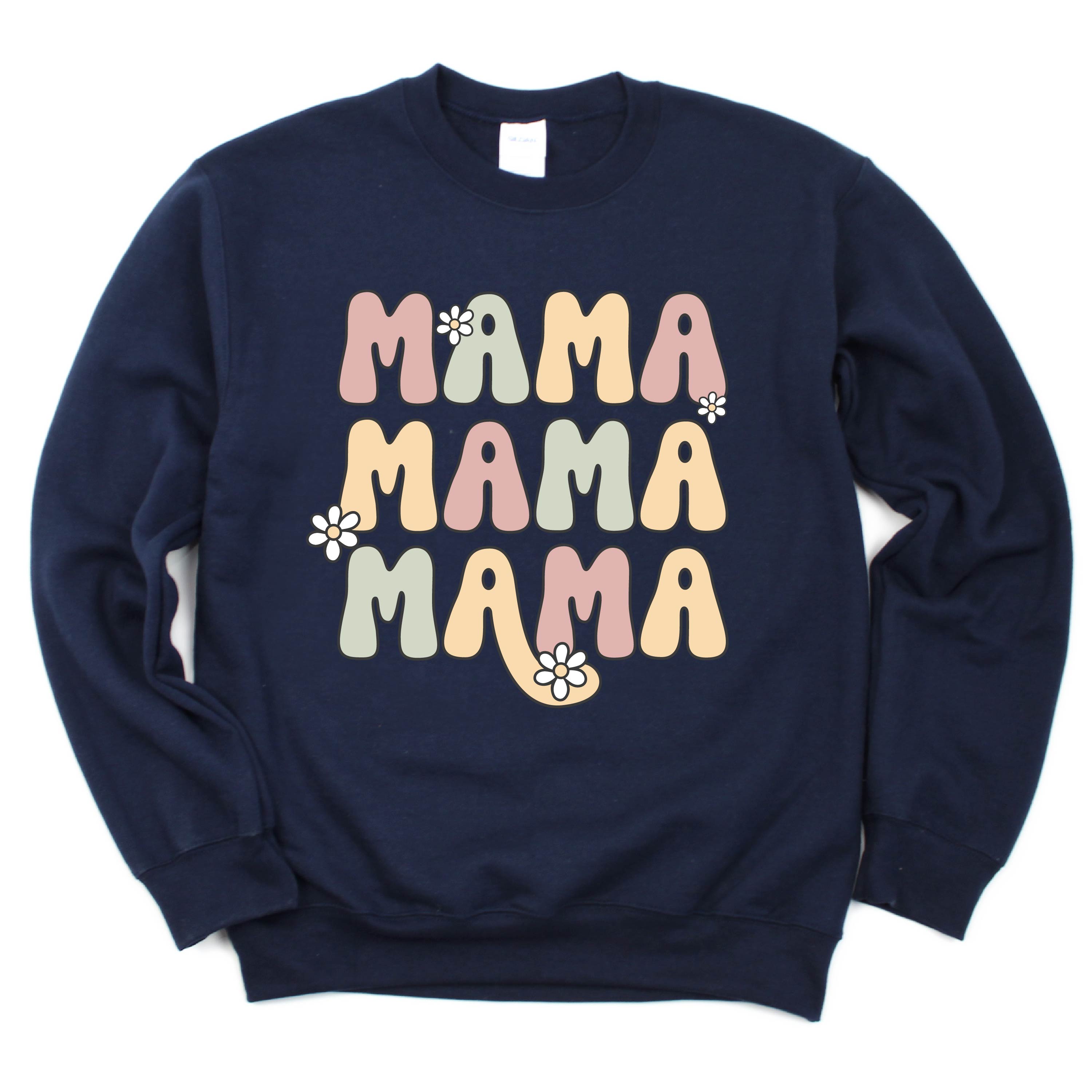 MAMA x3 with Daisies - BASIC Fleece Little Mama Shirt Shop LLC