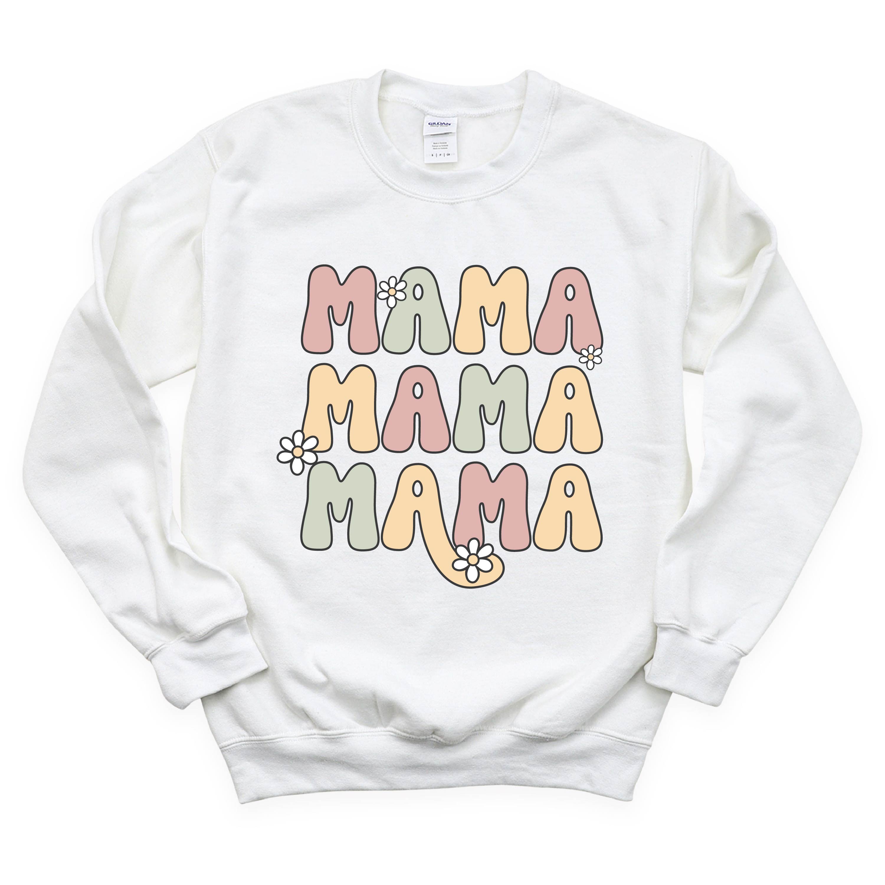 MAMA x3 with Daisies - BASIC Fleece Little Mama Shirt Shop LLC
