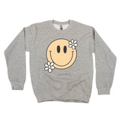 Big Smiley w/ Flowers - BASIC FLEECE CREWNECK