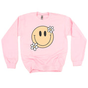 Big Smiley w/ Flowers - BASIC FLEECE CREWNECK