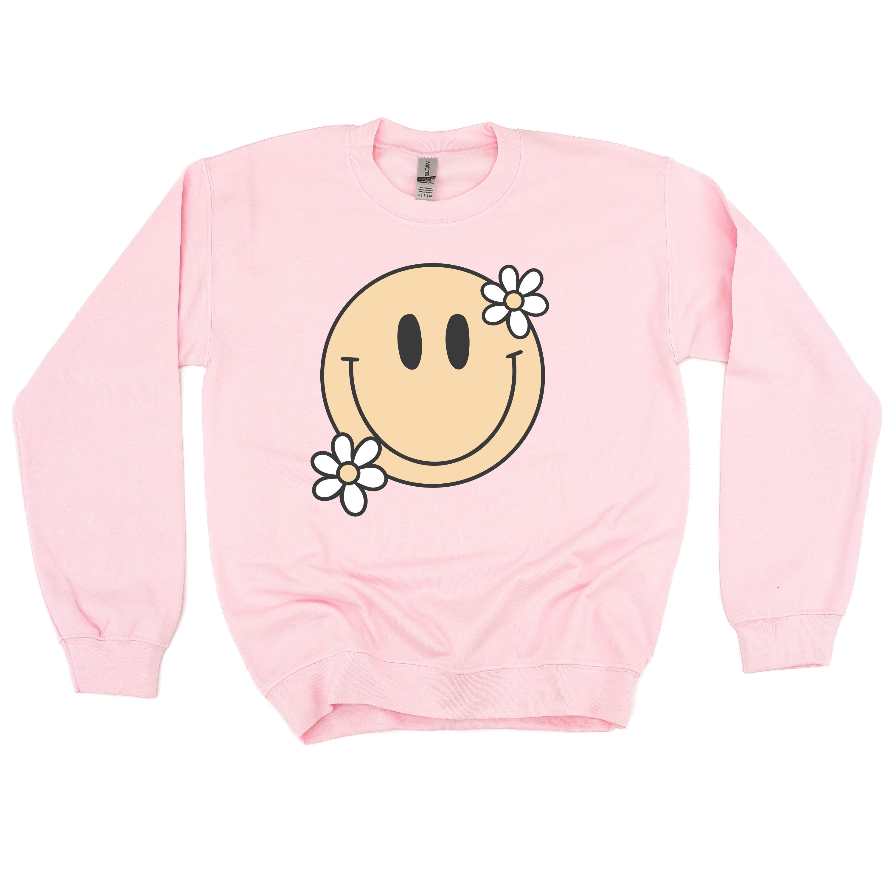Big Smiley w/ Flowers - BASIC FLEECE CREWNECK
