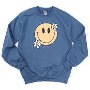 Big Smiley w/ Flowers - BASIC FLEECE CREWNECK