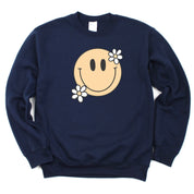Big Smiley w/ Flowers - BASIC FLEECE CREWNECK