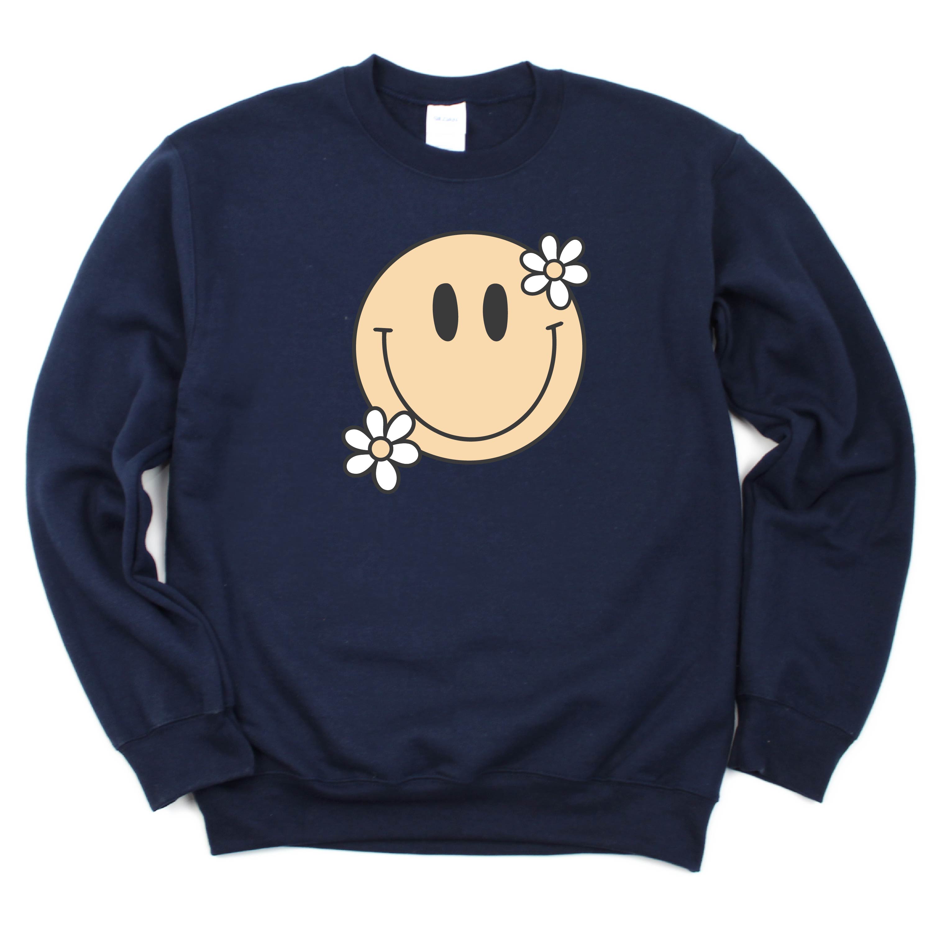 Big Smiley w/ Flowers - BASIC FLEECE CREWNECK