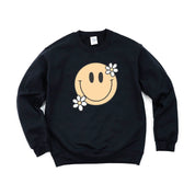 Big Smiley w/ Flowers - BASIC FLEECE CREWNECK