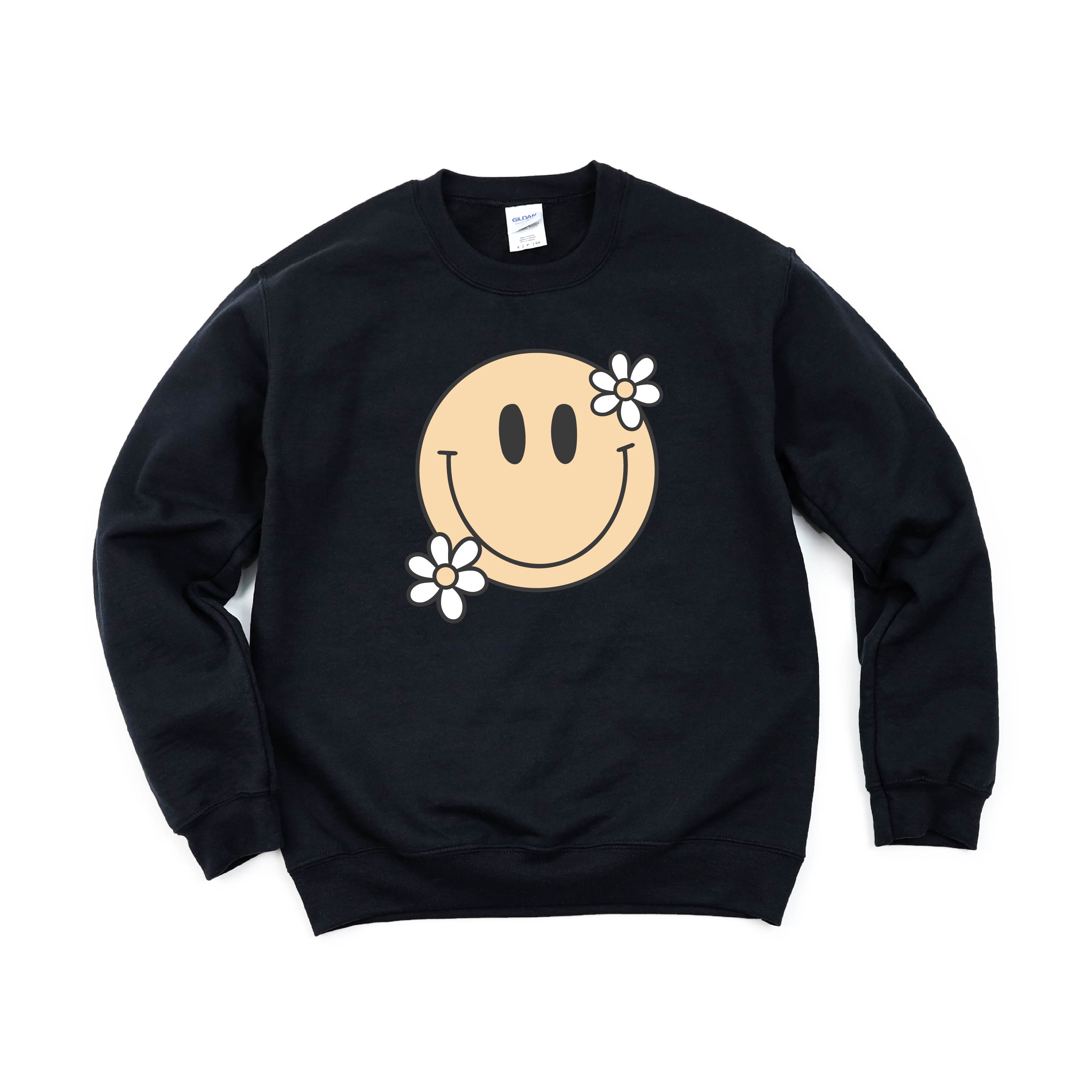 Big Smiley w/ Flowers - BASIC FLEECE CREWNECK