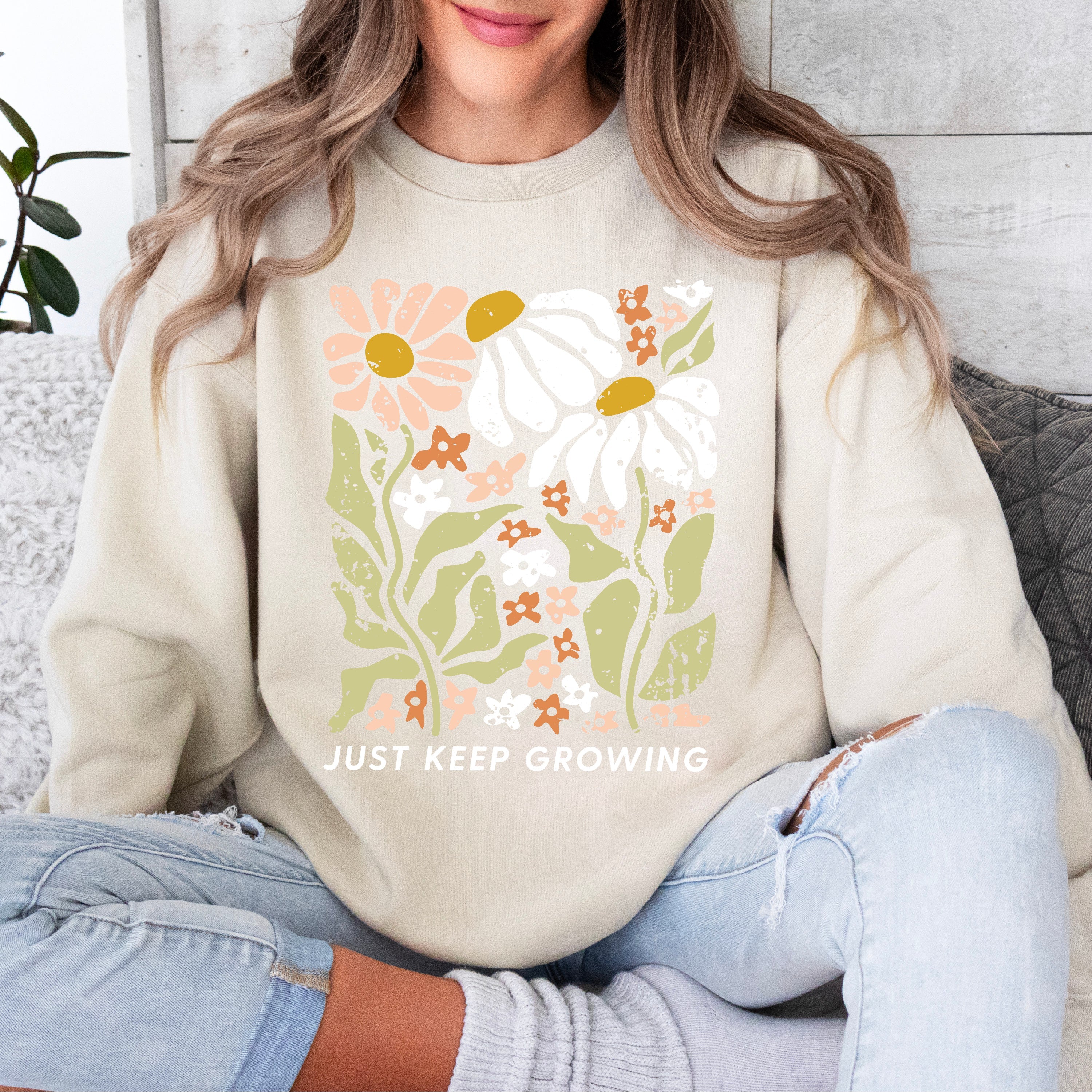 Just Keep Growing - BASIC FLEECE CREWNECK Little Mama Shirt Shop LLC