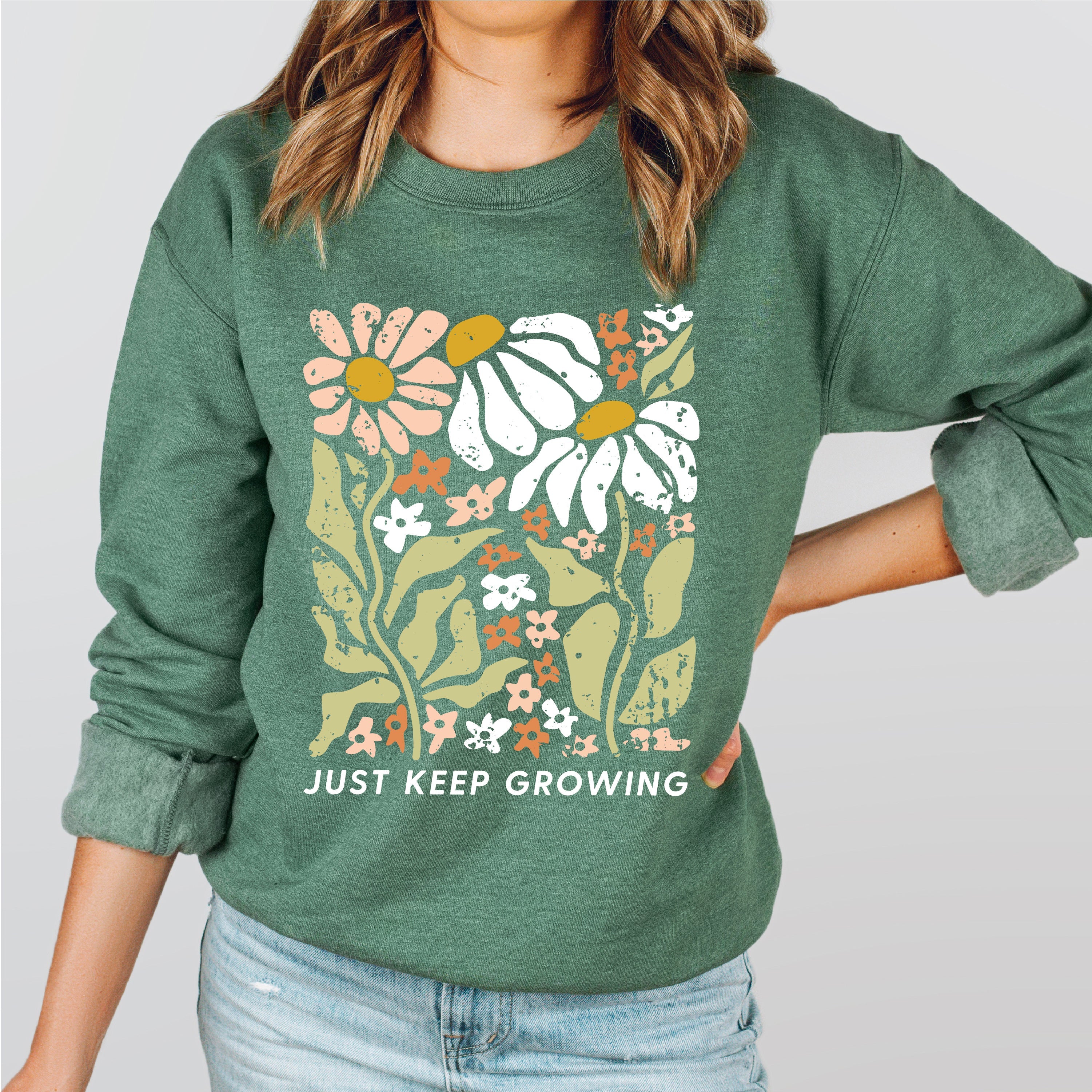 Just Keep Growing - BASIC FLEECE CREWNECK Little Mama Shirt Shop LLC
