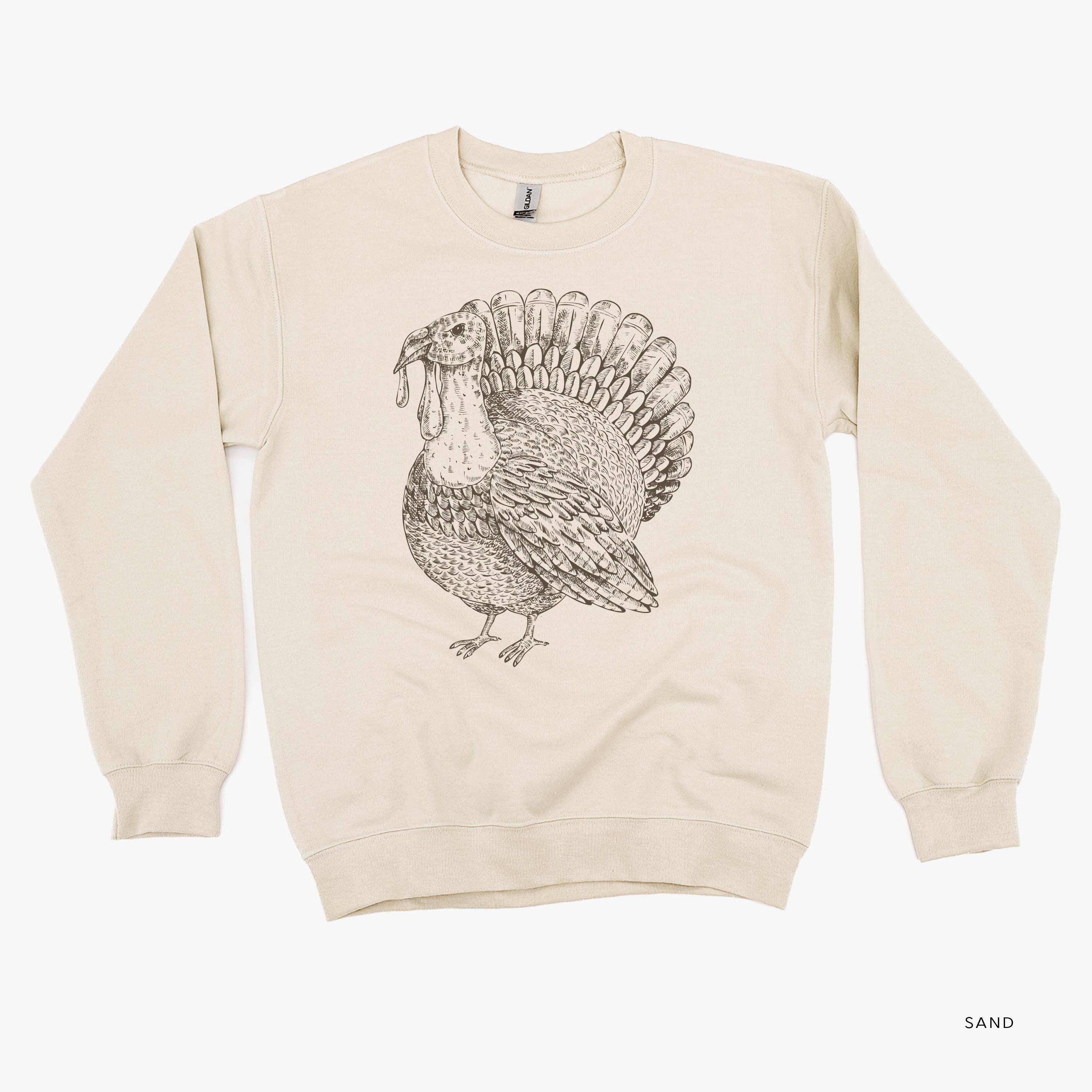 Thanksgiving Turkey Sketch - BASIC Fleece Little Mama Shirt Shop LLC